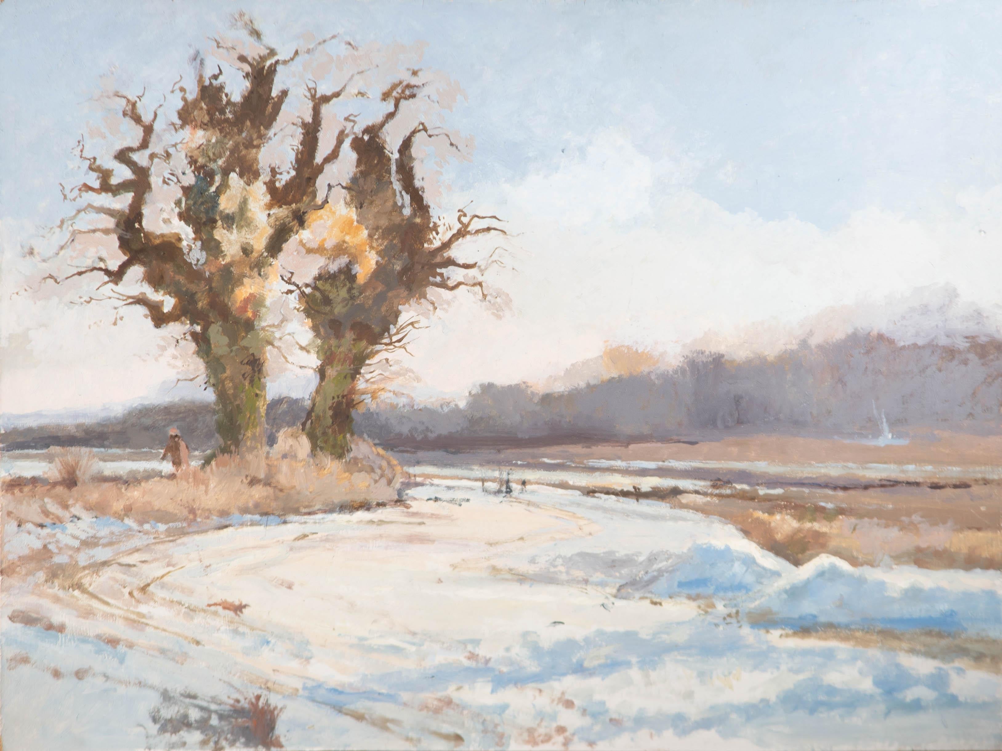Keith Johnson (1931-2018) - Olio del XX secolo, Un sentiero innevato in vendita 2