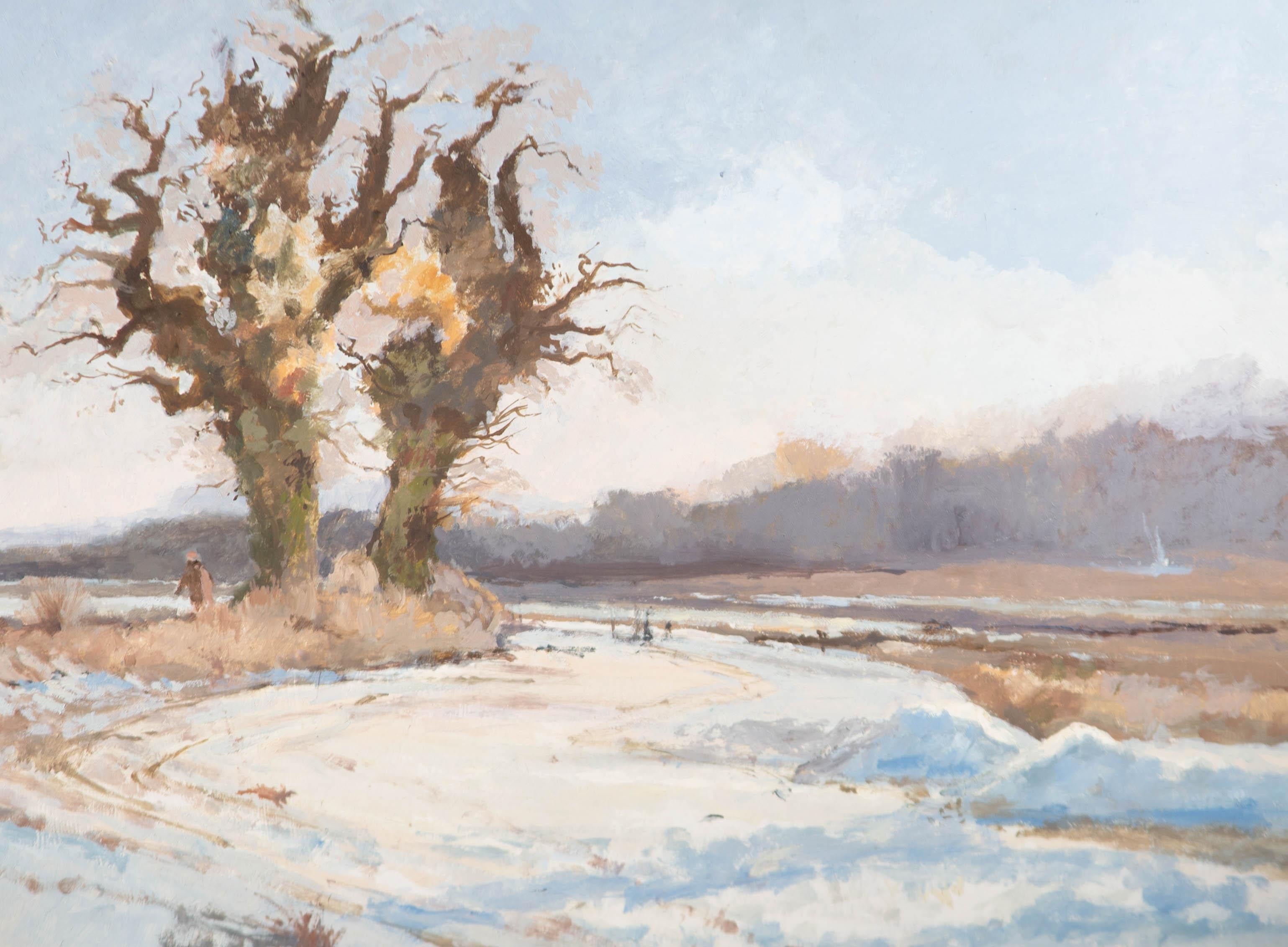 Keith Johnson (1931-2018) - Olio del XX secolo, Un sentiero innevato in vendita 3