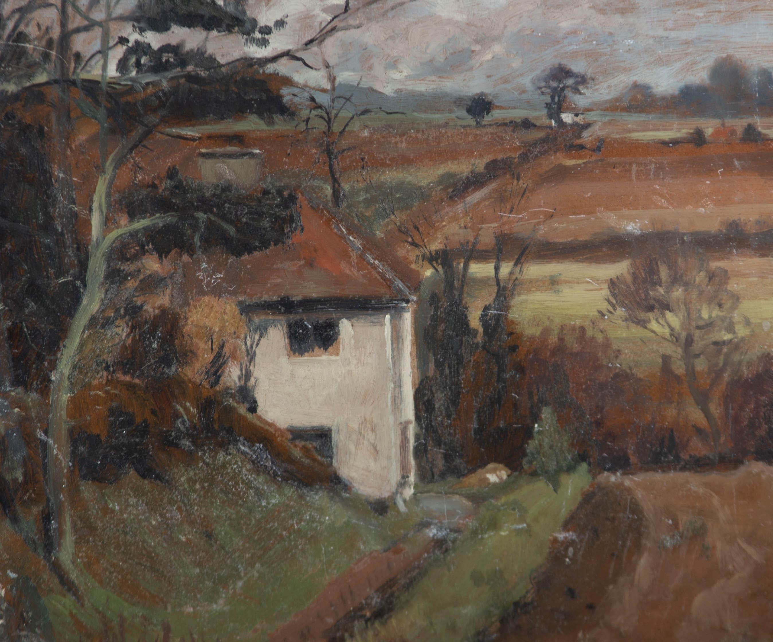 Keith Johnson (1931-2018) - Mid 20th Century Oil, Cottage in an Autumn landscape For Sale 3