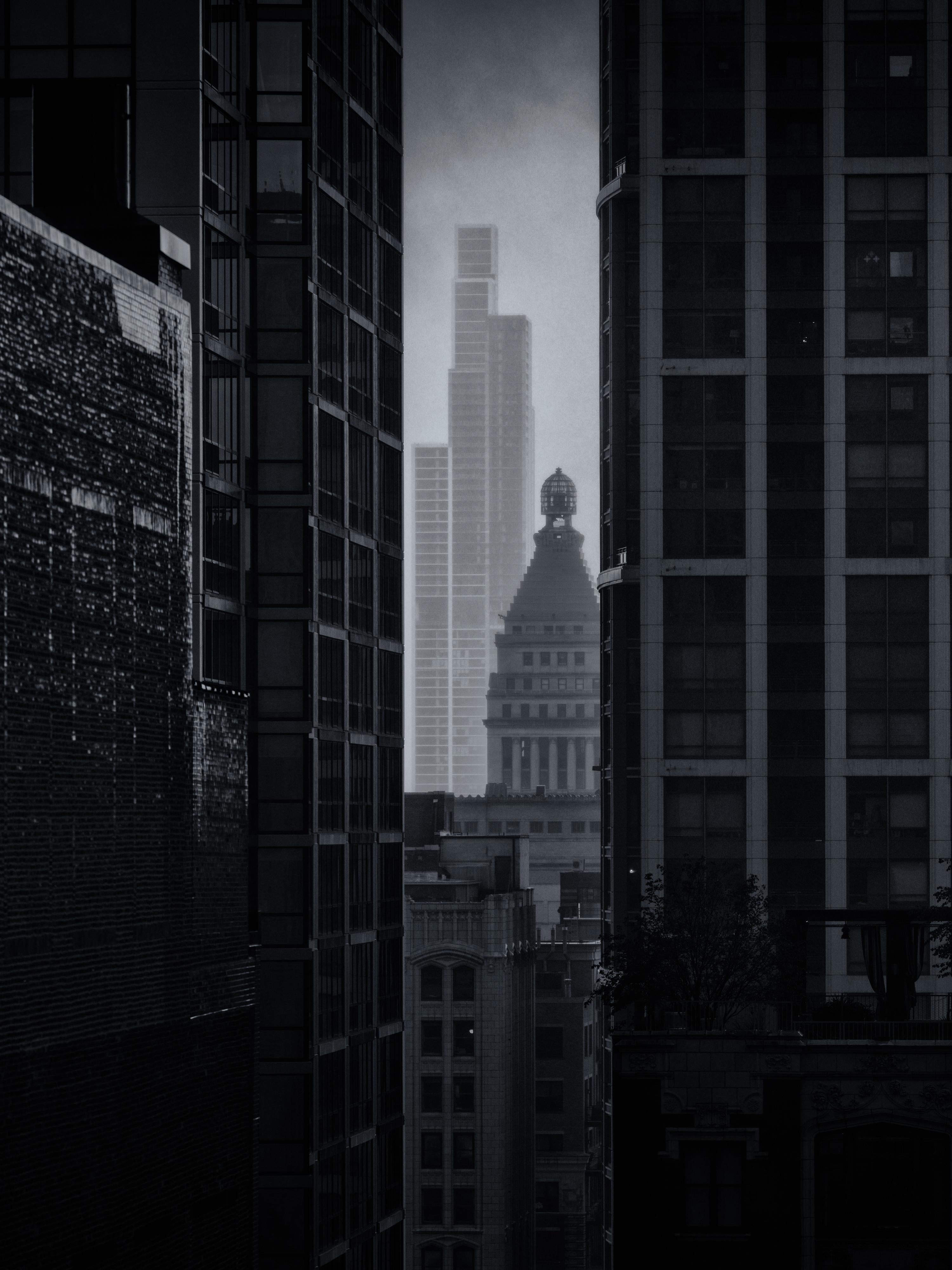 Keith Ladzinski Black and White Photograph - Moody Metropolis