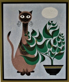 Cat standing Near a Plant