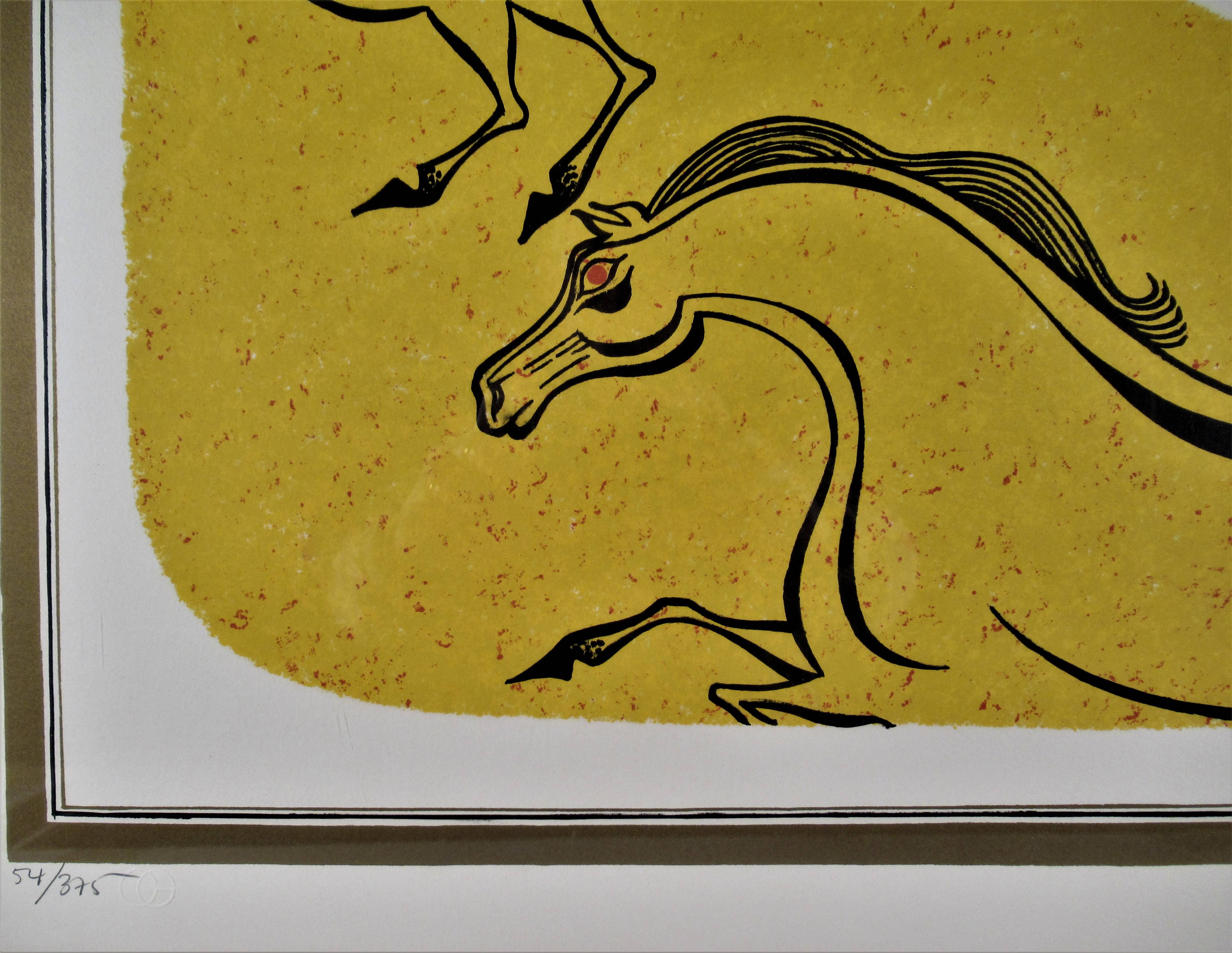 Three Horses - Modern Print by Keith Llewellyn De Carlo