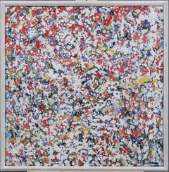 Pintura al óleo abstracta original Vintage California Modern enmarcada