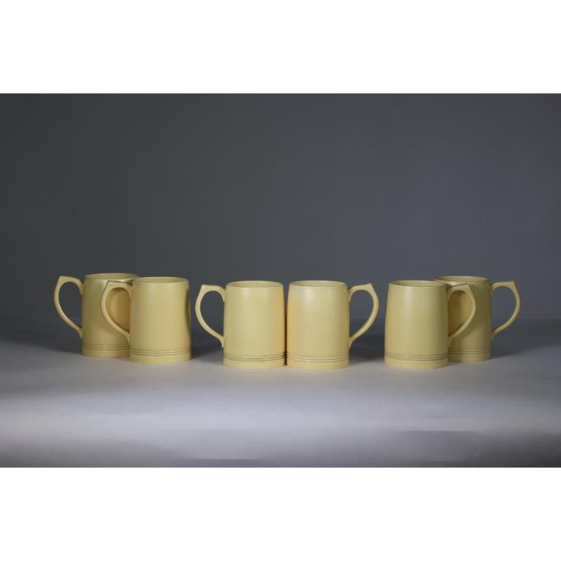 English Keith Murray for Wedgwood. A rare complete and original set of six lemonade mugs For Sale