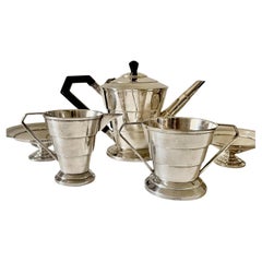 Plato de plata Keith Murray Servicio completo de té/café Mappin & Webb circa 1930