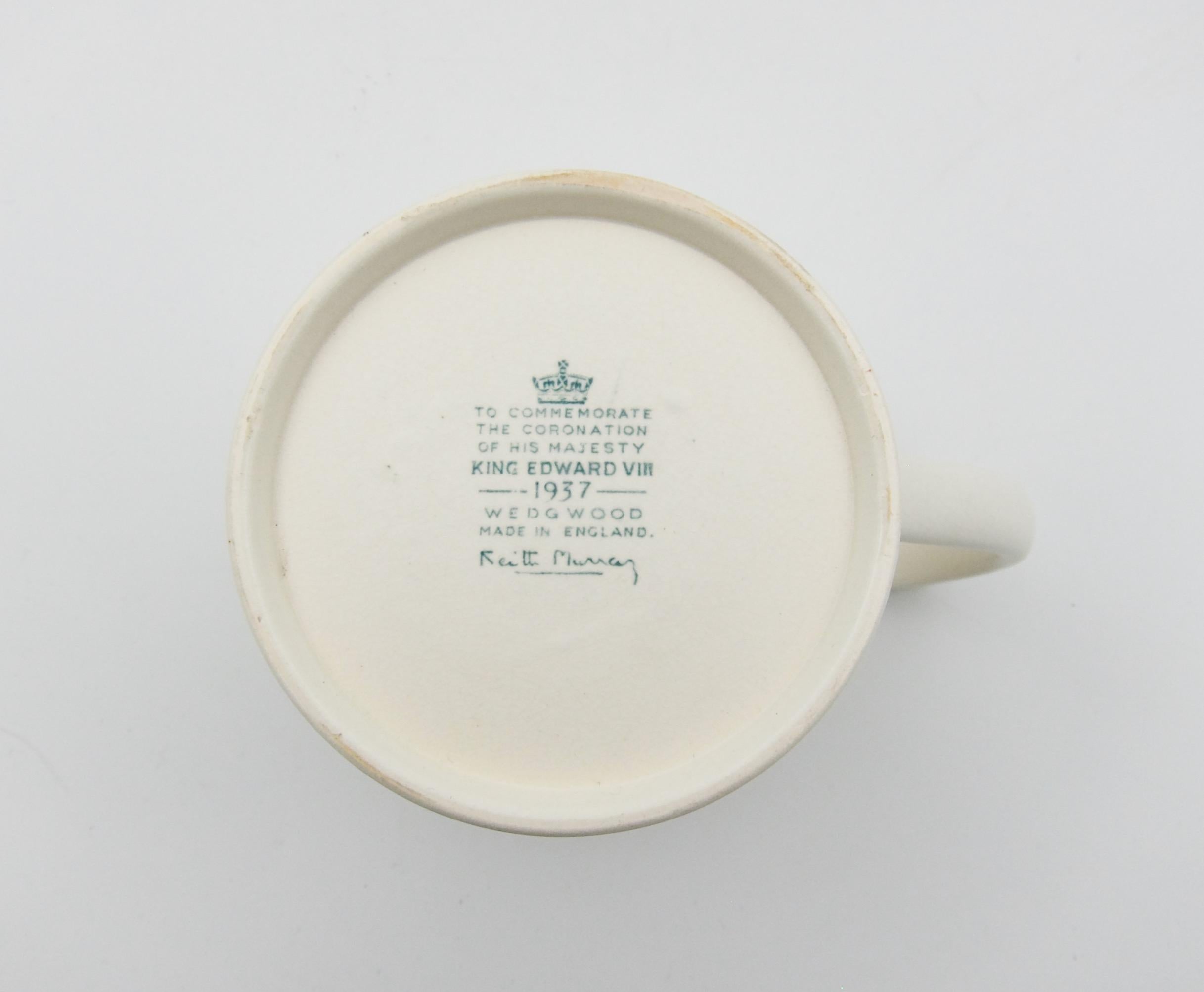 Art Deco 1937 Commemorative Coronation Mug King Edward VIII Keith Murray for Wedgwood 