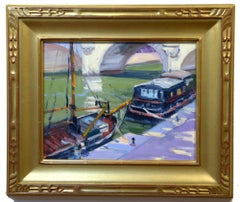 Along the Seine, Impressionist, Oil, Paris