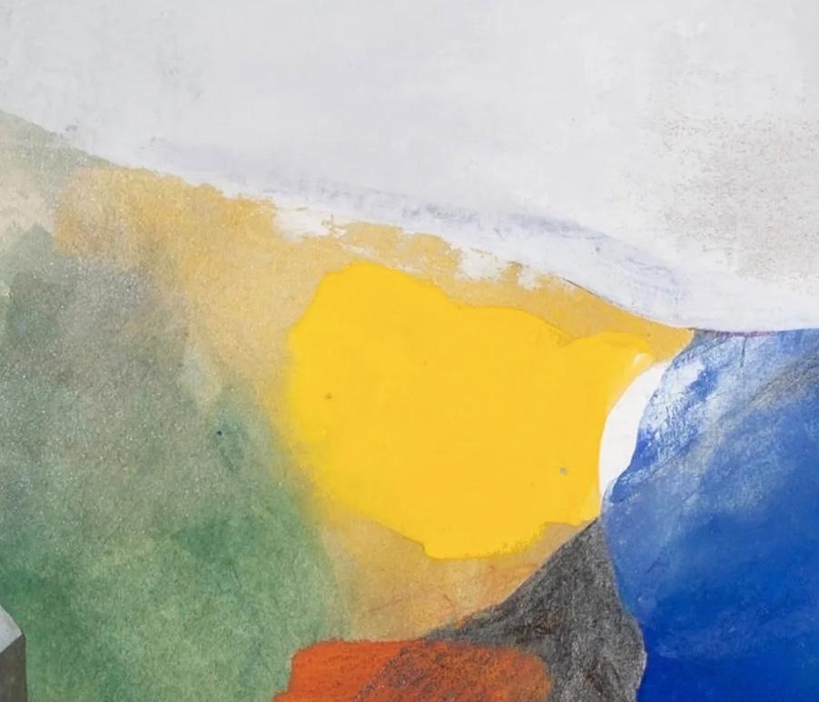 Bay III - Pittura astratta contemporanea di paesaggio con sabbia, 2002 - Landscape Painting Grigio di Keith Purser