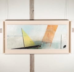 Carthage, olio su pannello, dipinto di paesaggio astratto orizzontale, 2017