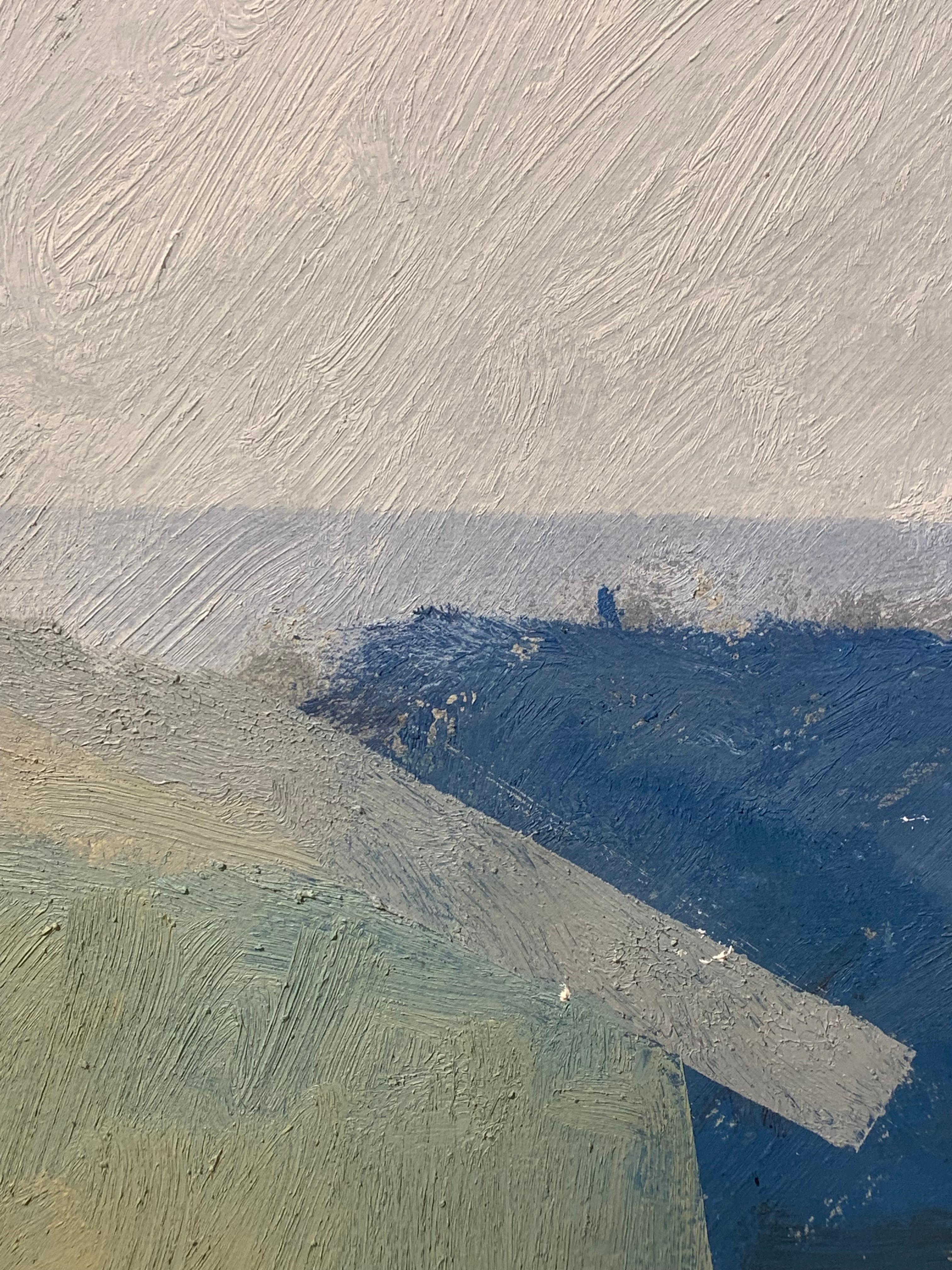 Dune Light, 2023 - Pittura ad olio orizzontale di paesaggio astratto, blu e bianco in vendita 9