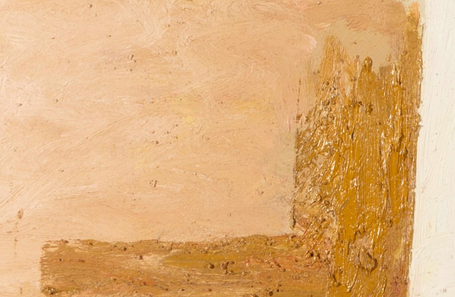 Duna con blu, olio su pannello, pittura orizzontale di paesaggio astratto, 2021 in vendita 1