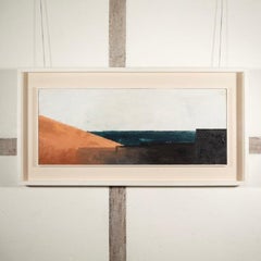 Flight, Öl und Sand auf Karton, Abstraktes horizontales Landschaftsgemälde, 2006