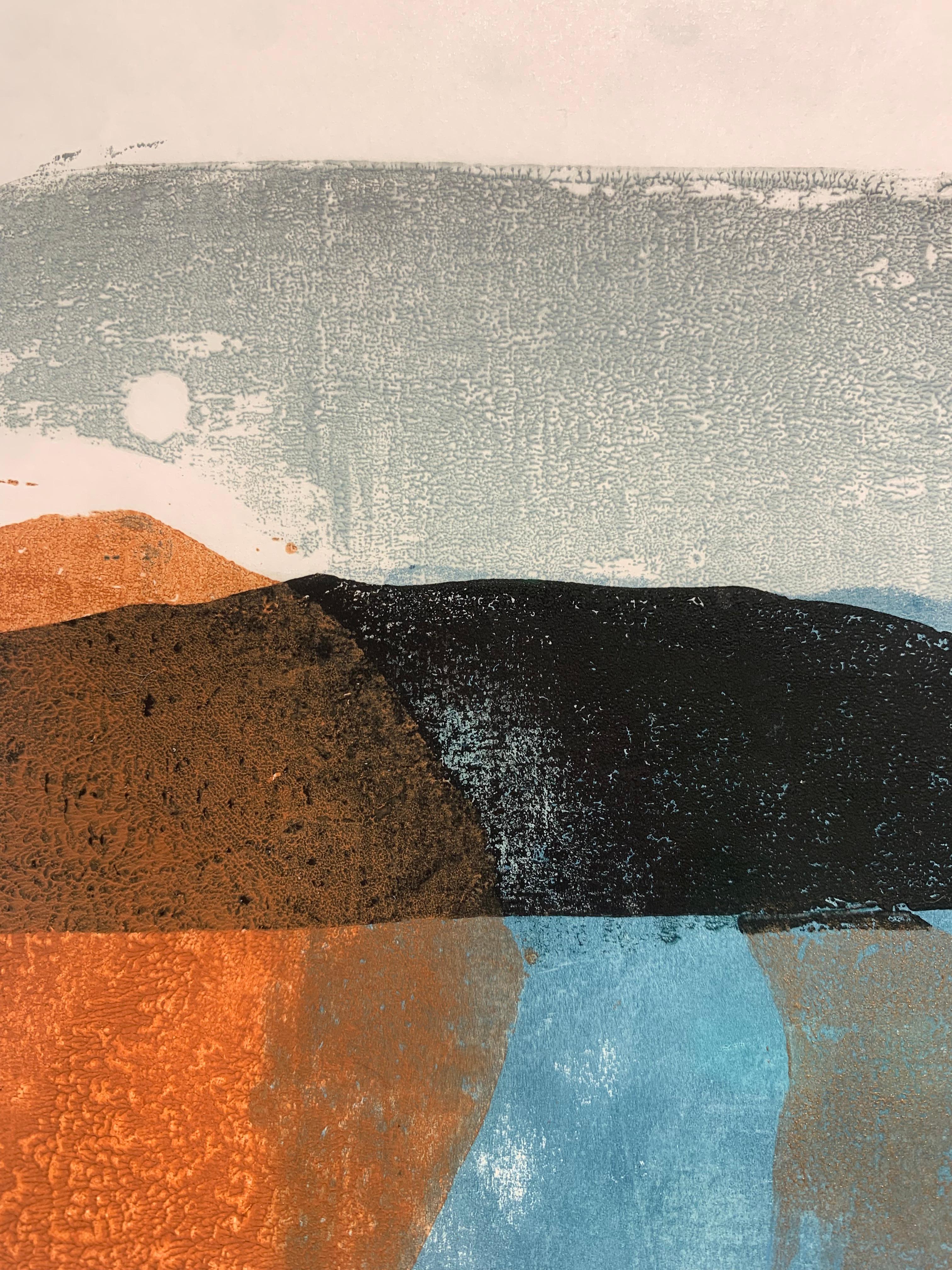 Ghost II, Hand-coloured Woodcut with Sand and Chalk Pastel by Keith Purser For Sale 4