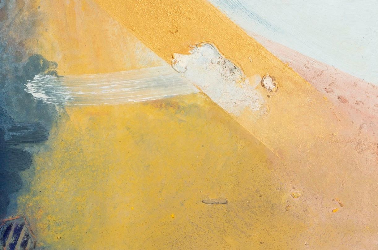 Costa Dorada, Pintura al óleo sobre tabla Paisaje abstracto, 2020 - Landscape Painting Gris de Keith Purser