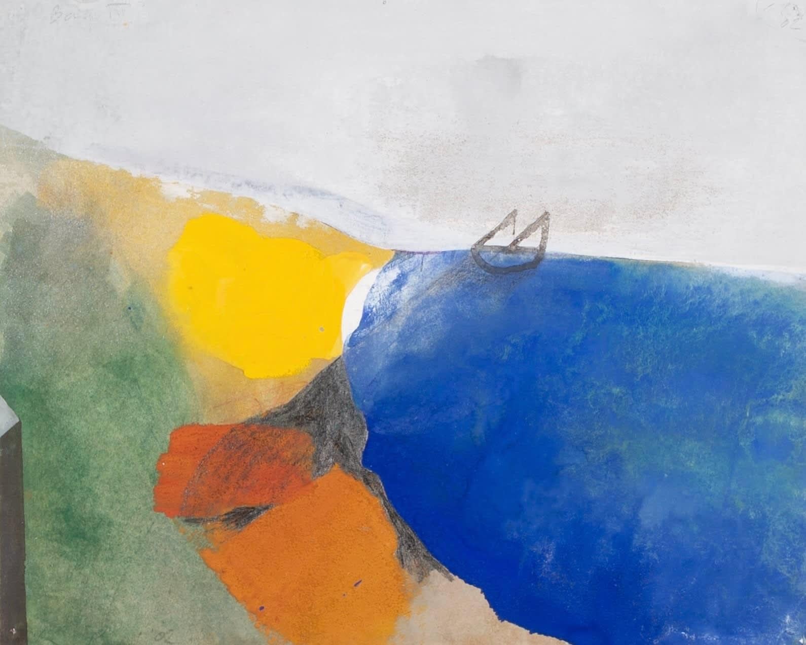 Gouache, Pencil and Sand 'Bay III' Painting by Keith Purser, 2002