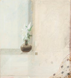 Light, Light Interior - still life painting with flowers, neutral tones, white