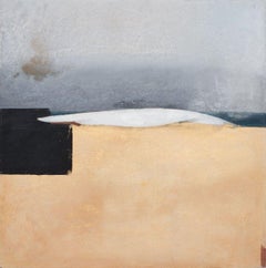 Wave II - coastal landscape painting in oil with found objects, sand,