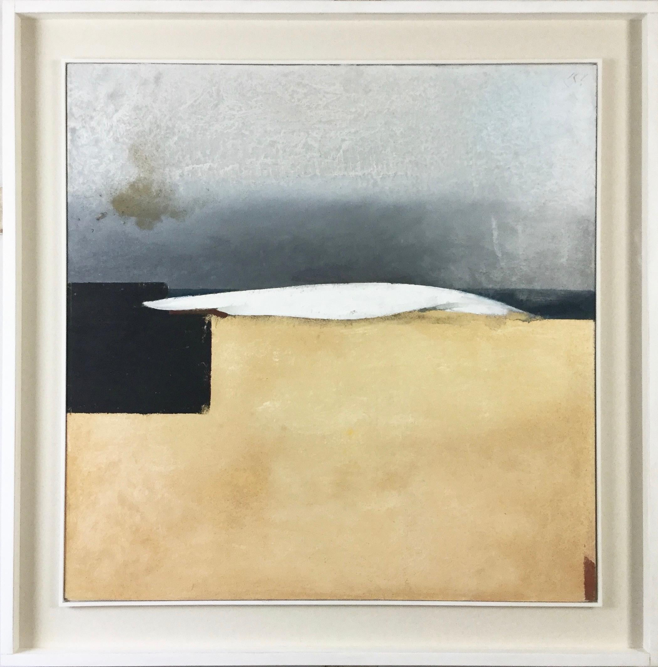 Wave II - coastal landscape painting in oil with found objects, sand,  - Mixed Media Art by Keith Purser