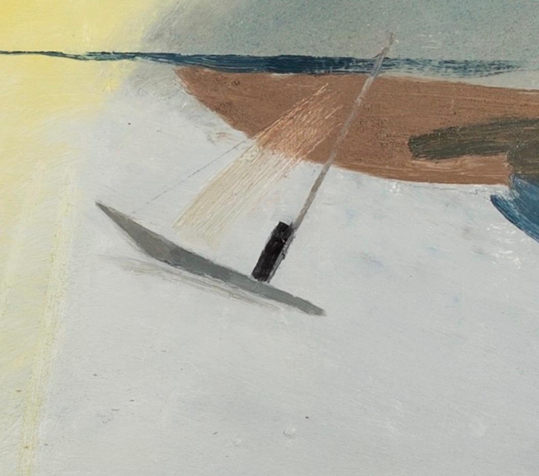 Margate Sands, olio su tavola, dipinto astratto orizzontale di paesaggio marino, 2020 - Painting Astratto di Keith Purser