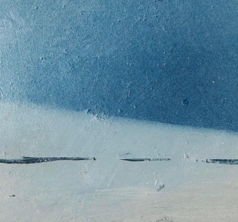 Margate Sands, olio su tavola, dipinto astratto orizzontale di paesaggio marino, 2020 in vendita 1