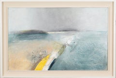 North Sea - coast, landscape painting, oil, sand and found objects, abstract