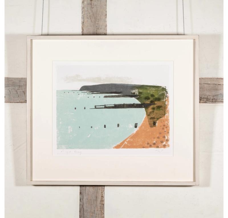 Rye Bay, Woodcut Painting by Keith Purser For Sale 1