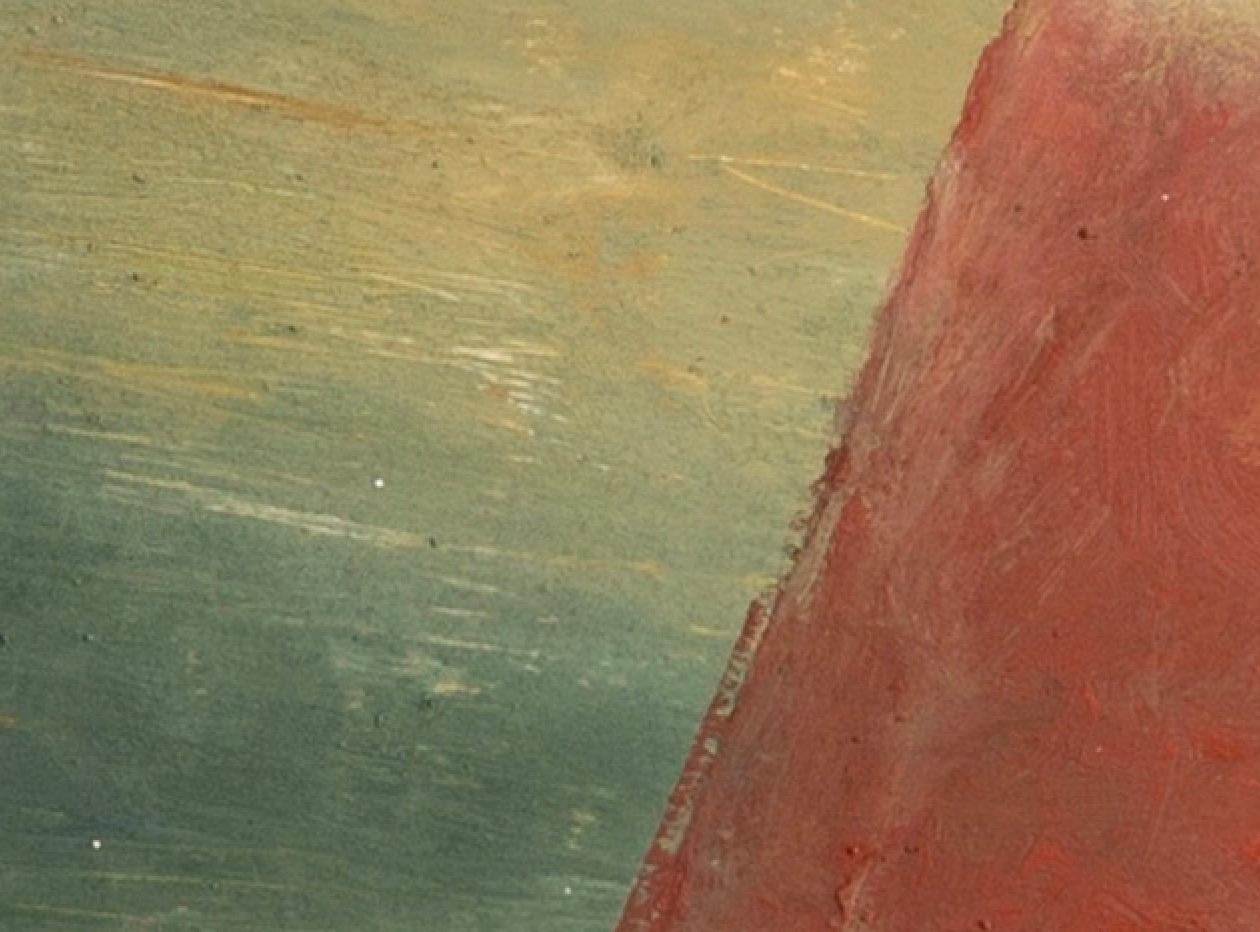 Marea solare, olio su tavola, pittura orizzontale astratta di paesaggio al tramonto, 2015 in vendita 1