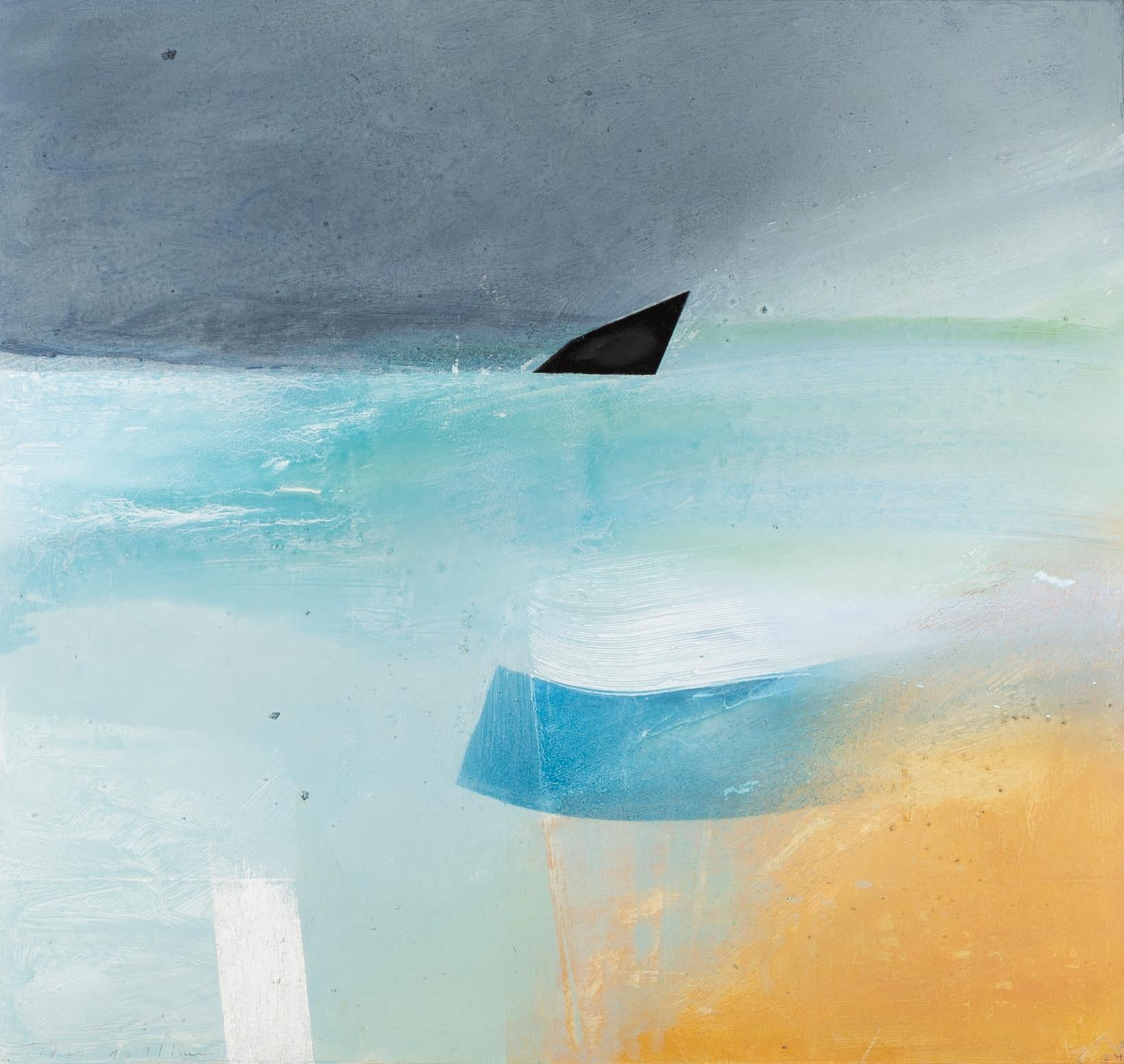 Tides of Ilium - Contemporary Blue and Grey Abstracted Landscape Ocean Painting