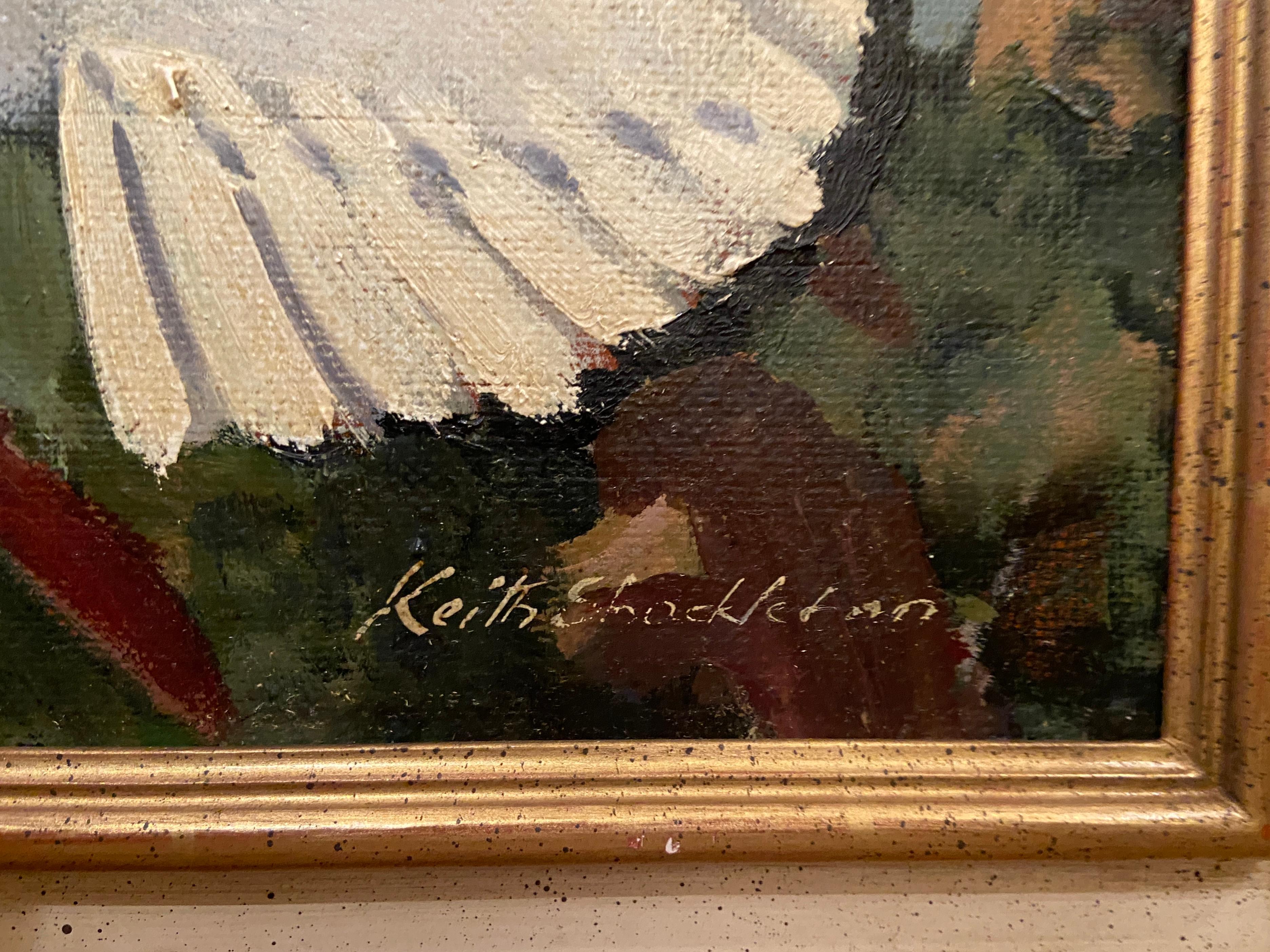 Huile sur panneau, signée et datée '66 en bas à droite
Taille de l'image : 17 1/4 x 39 pouces (cm)
Cadre original
POA

Exposé
Society of Wildlife Artists (Shackleton en était l'un des membres fondateurs et le président)

Un groupe de tadornes vole à