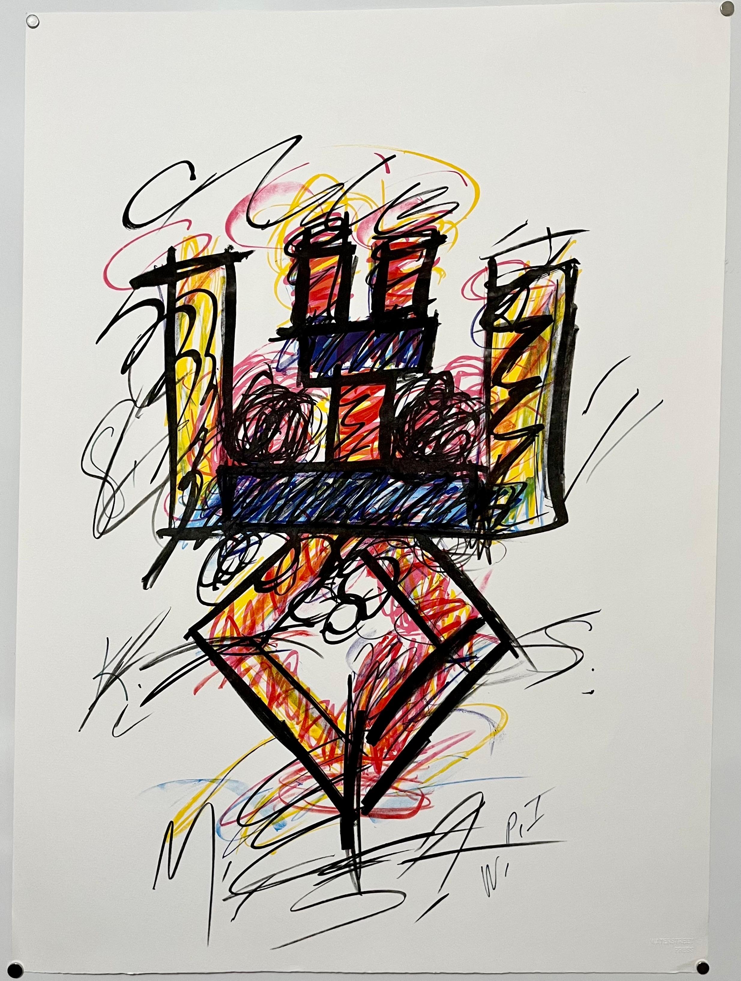 1981 American Post Minimalista Arte Abstracto Litografía Serie Neón Keith Sonnier en venta 1