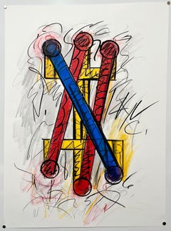 1981 American Post Minimalist Abstract Art Lithograph Neon Series Keith Sonnier