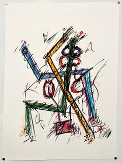1981 American Post Minimalist Abstract Art Lithograph Neon Series Keith Sonnier