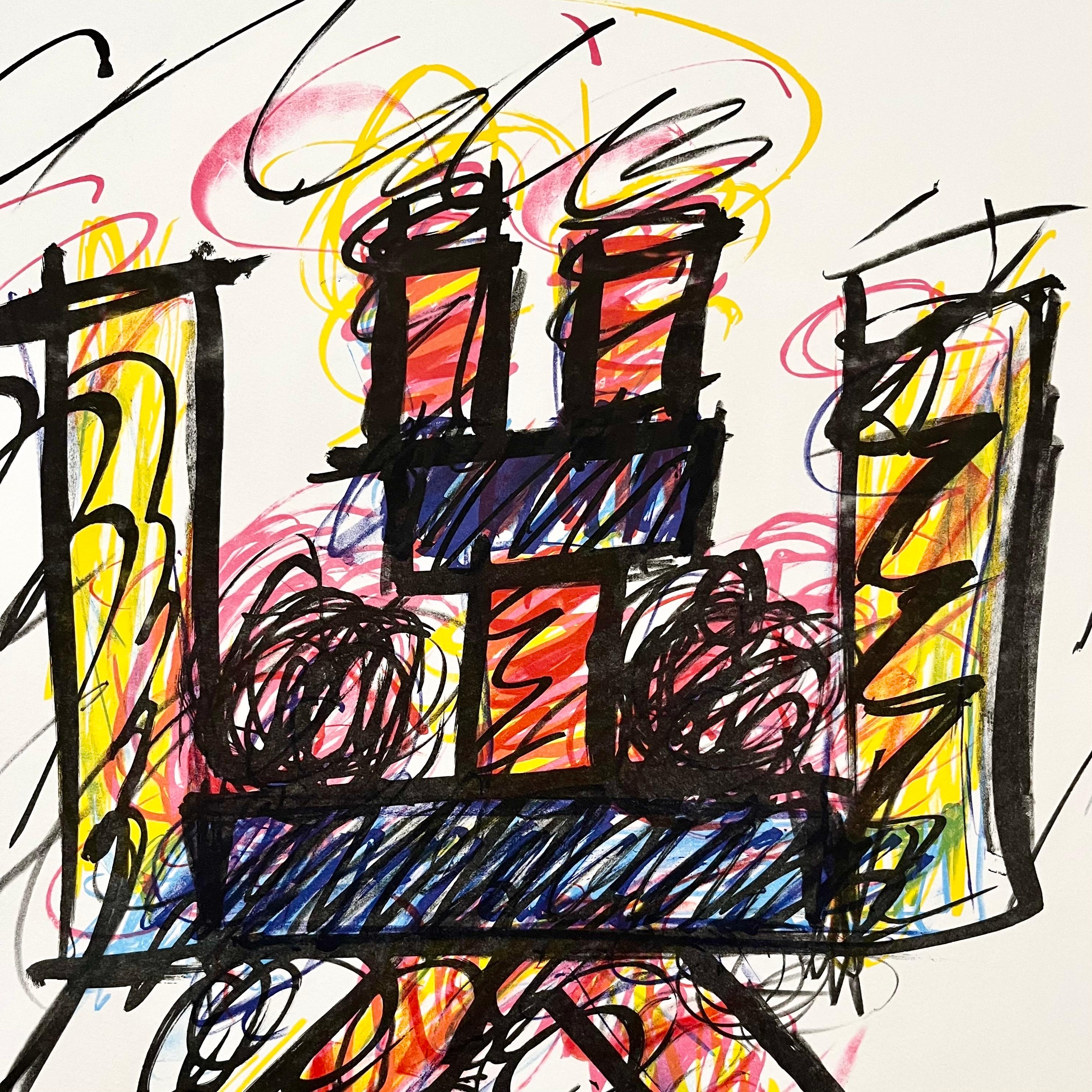 1981 American Post Minimalista Arte Abstracto Litografía Serie Neón Keith Sonnier en venta 2