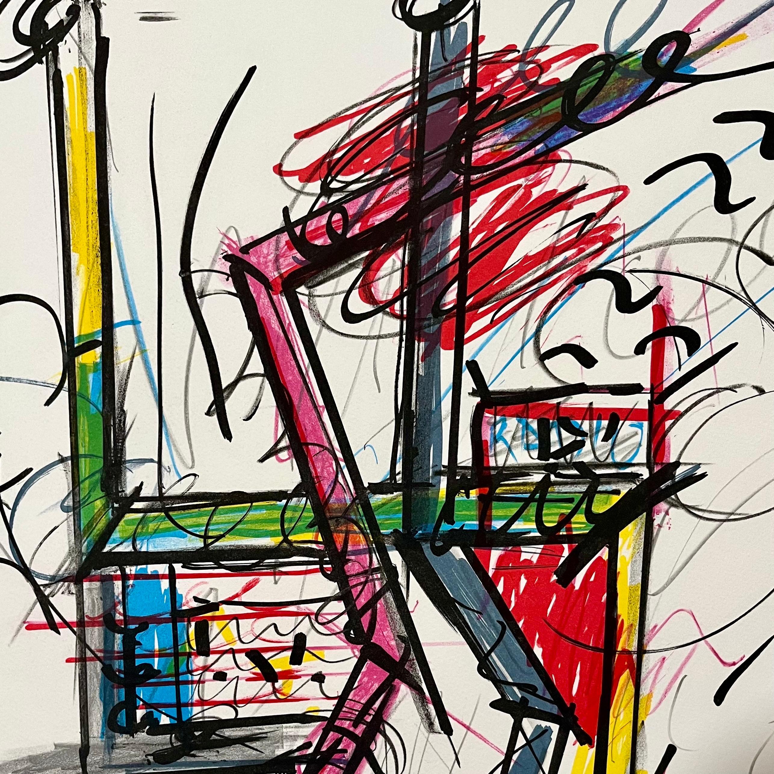 1981 American Post Minimalista Arte Abstracto Litografía Serie Neón Keith Sonnier en venta 2