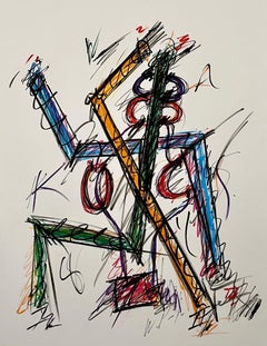 1981 American Post Minimalista Arte Abstracto Litografía Serie Neón Keith Sonnier
