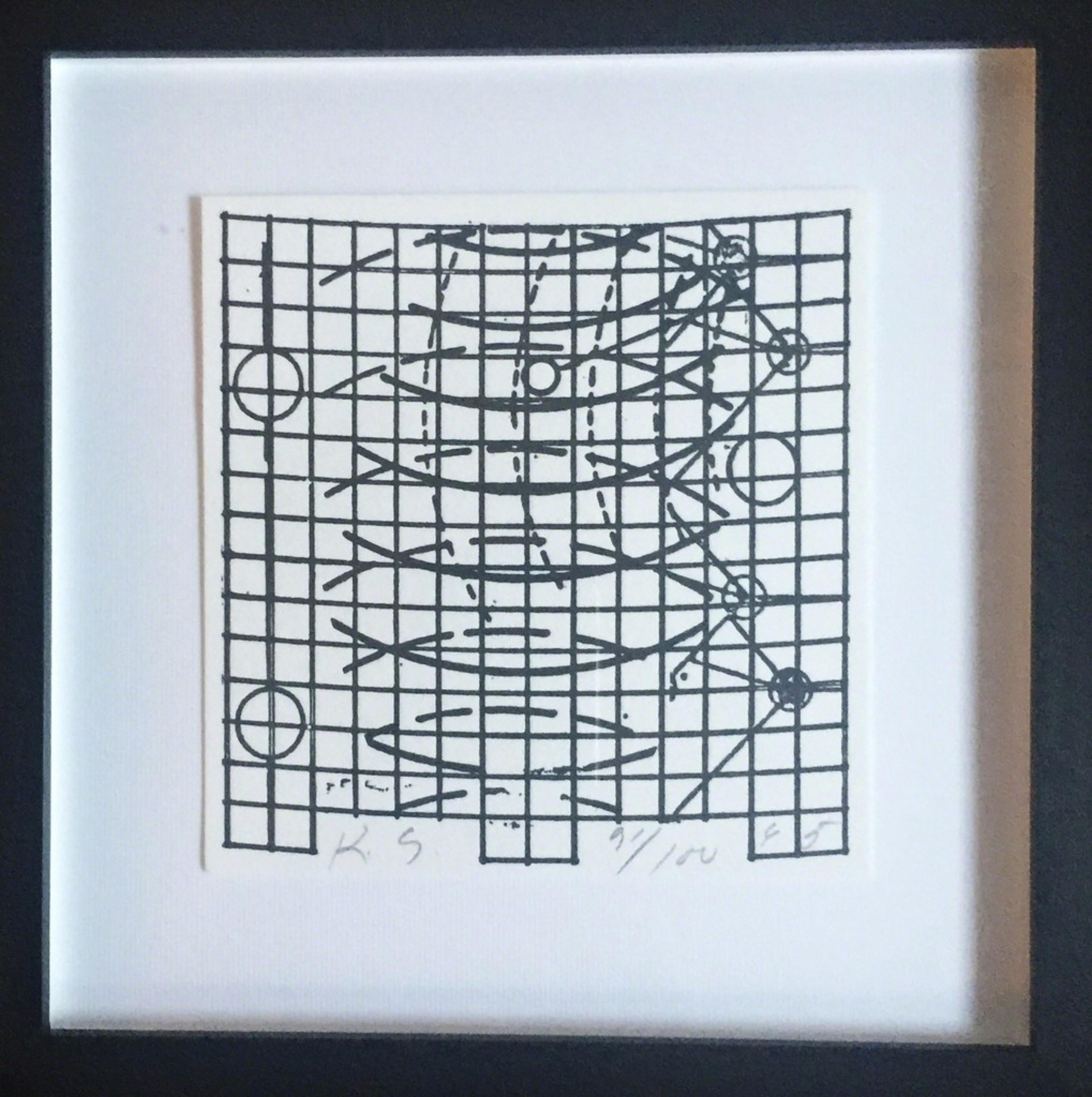 Keith Sonnier Abstract Print – Ohne Titel, signierter abstrakter geometrischer Druck des bekannten Bildhauers