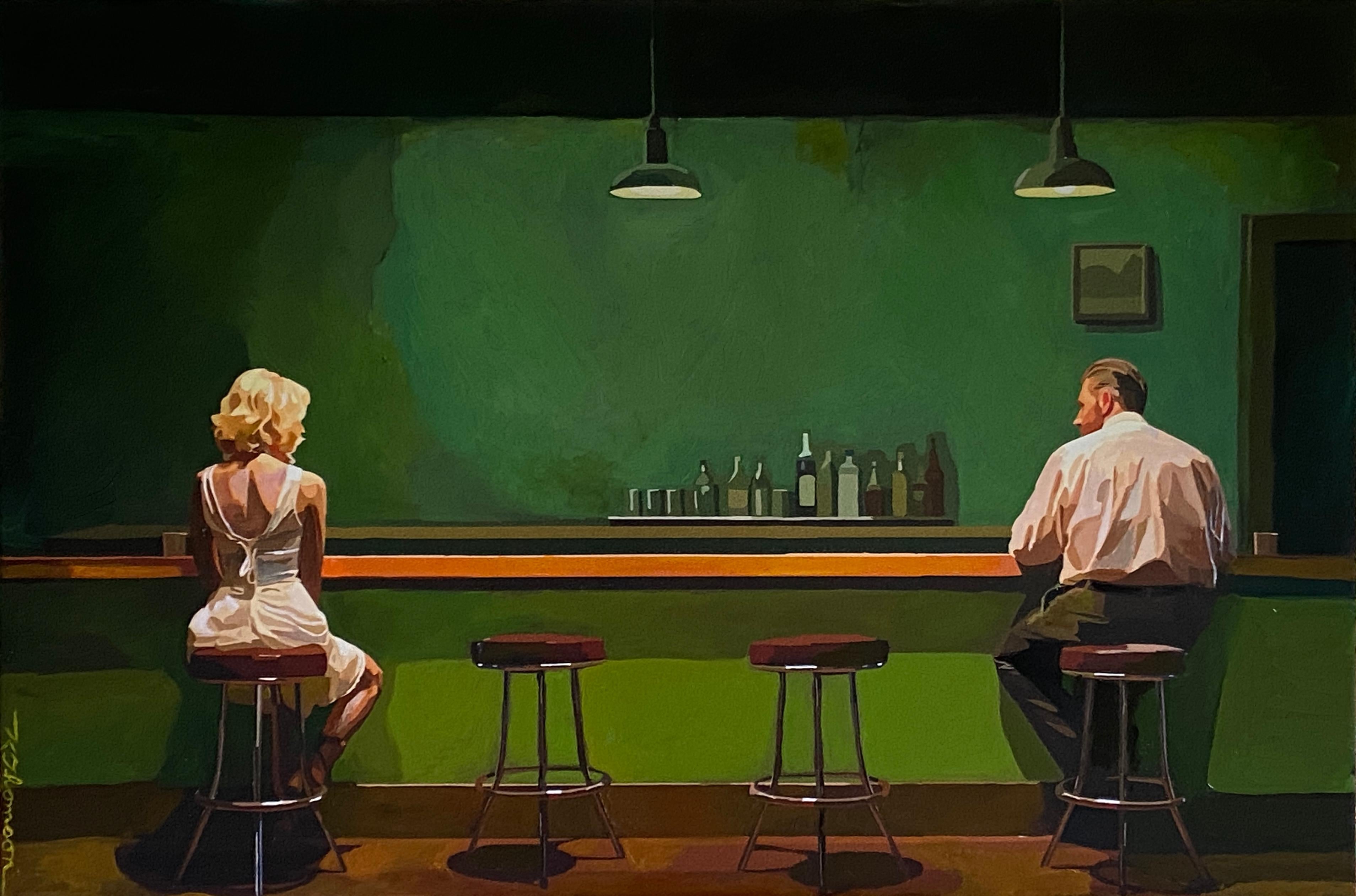 Sunday Night at the Clover, Original Painting - Mixed Media Art by Keith Thomson