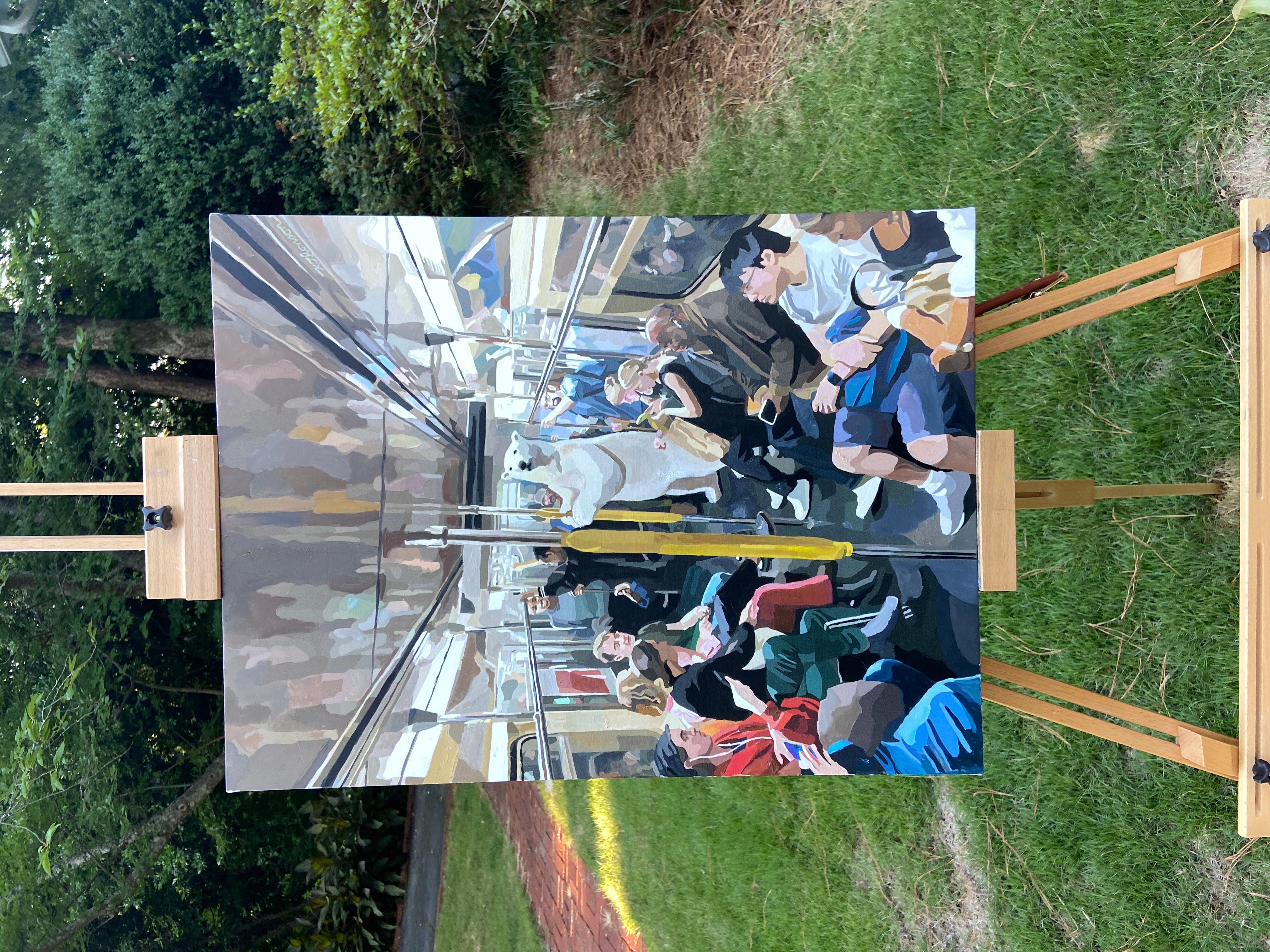 <p>Artist Comments<br>A charming subway commuter stands center of artist Keith Thompson's surrealist piece. 