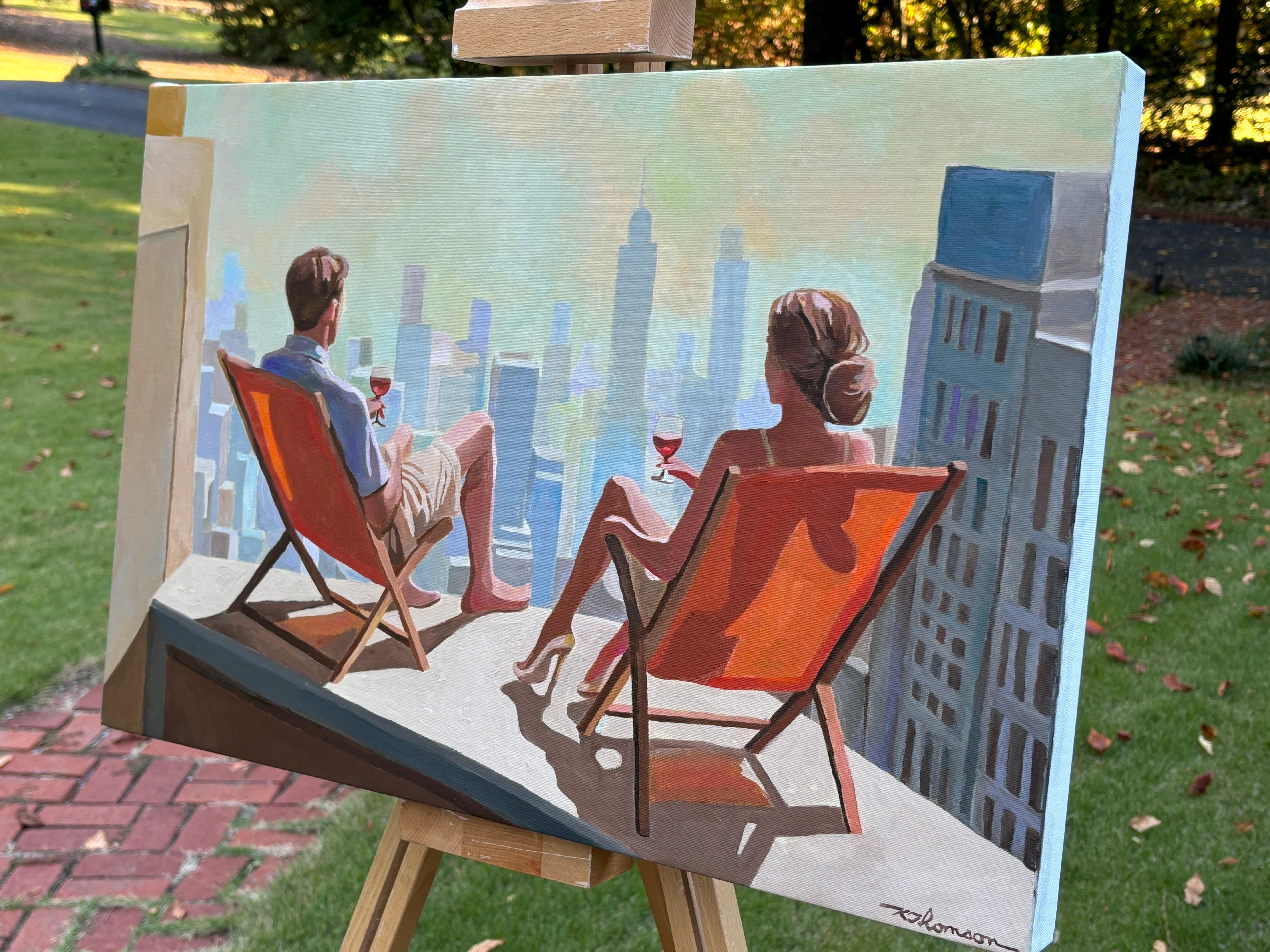Il miglior bar della città, pittura ad olio - Painting di Keith Thomson