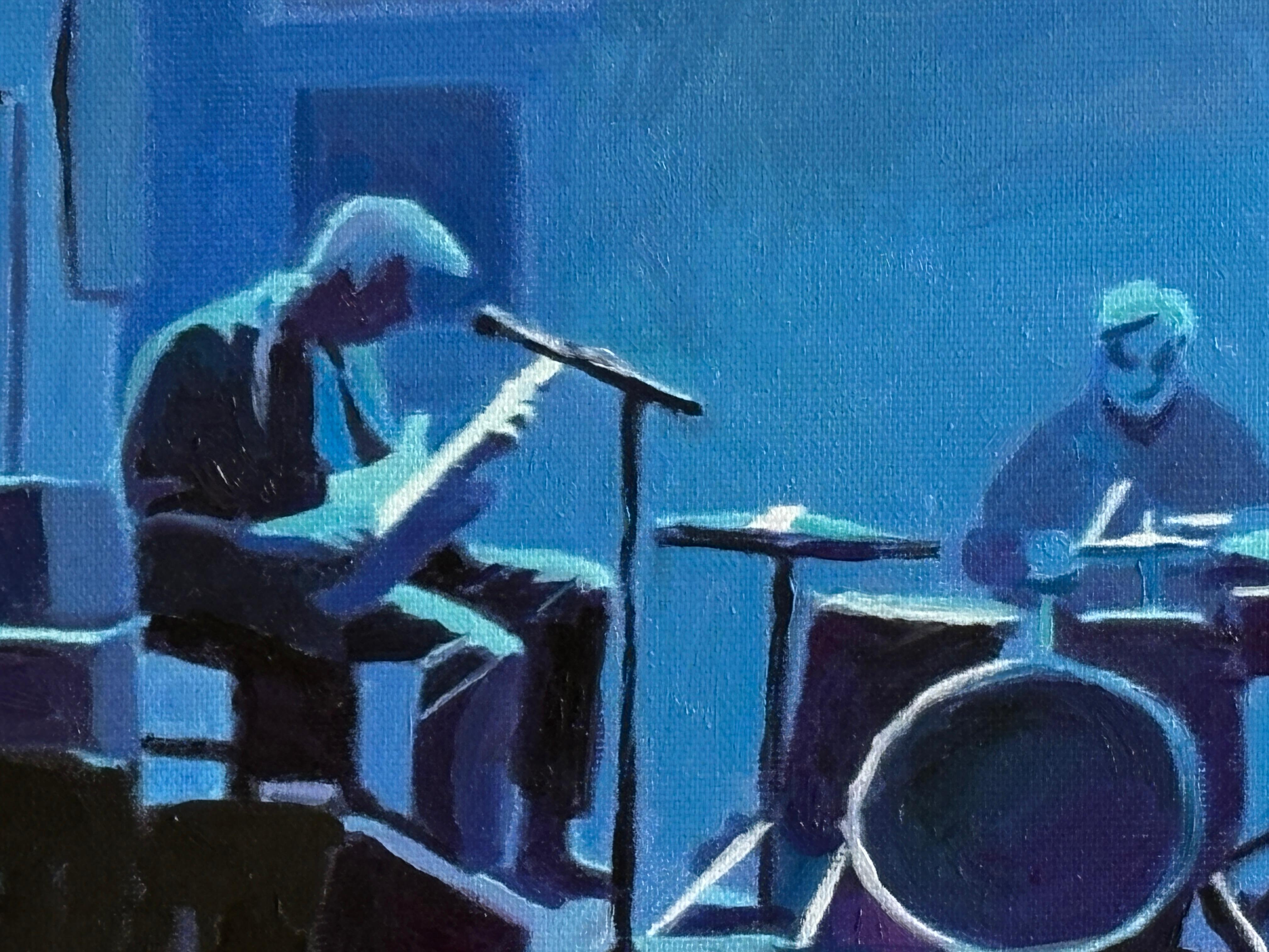 Blues, Pittura a olio - Figurative Painting Nero di Keith Thomson