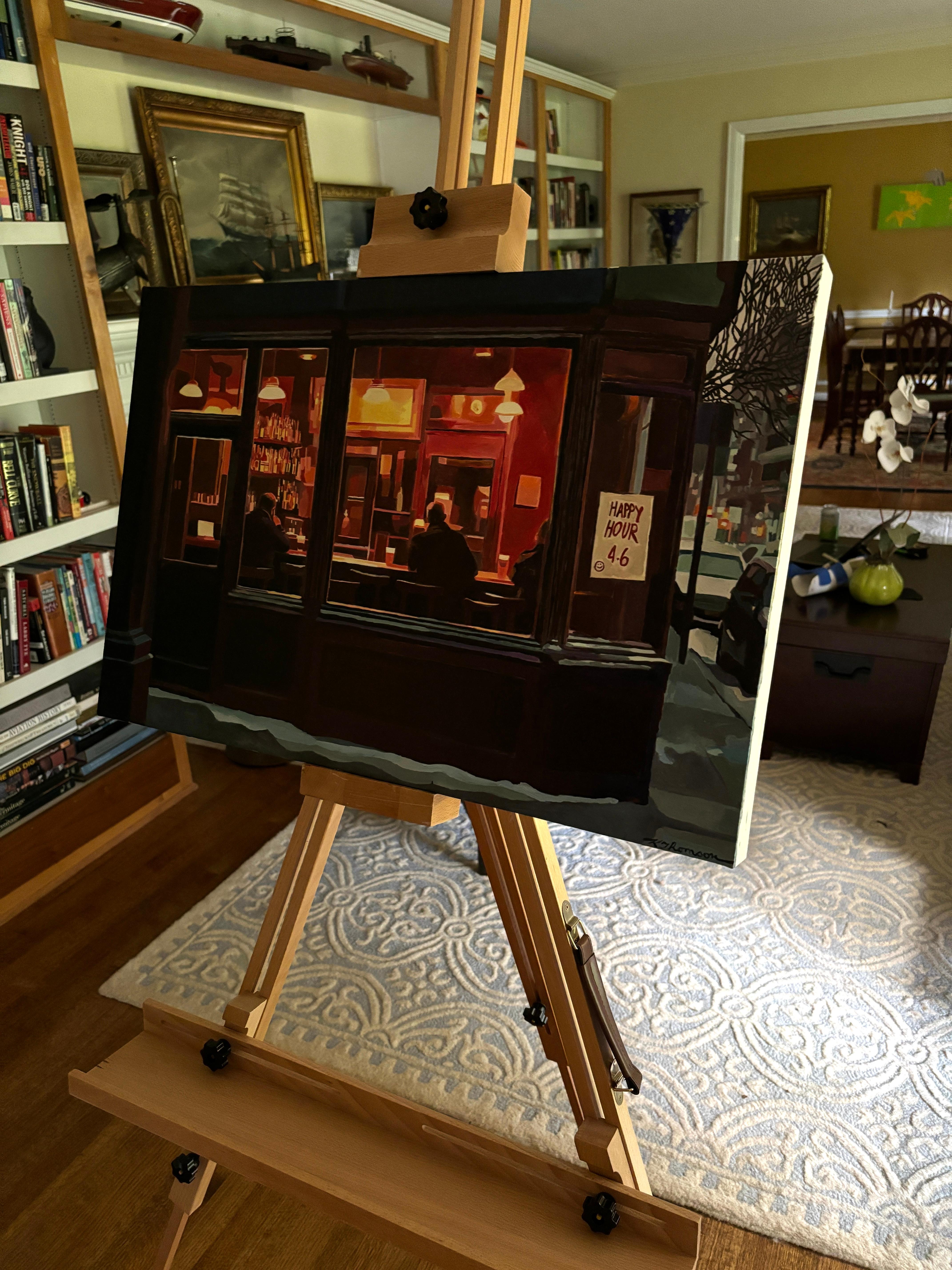 Happy Hour 4-6, Oil Painting - Black Interior Painting by Keith Thomson