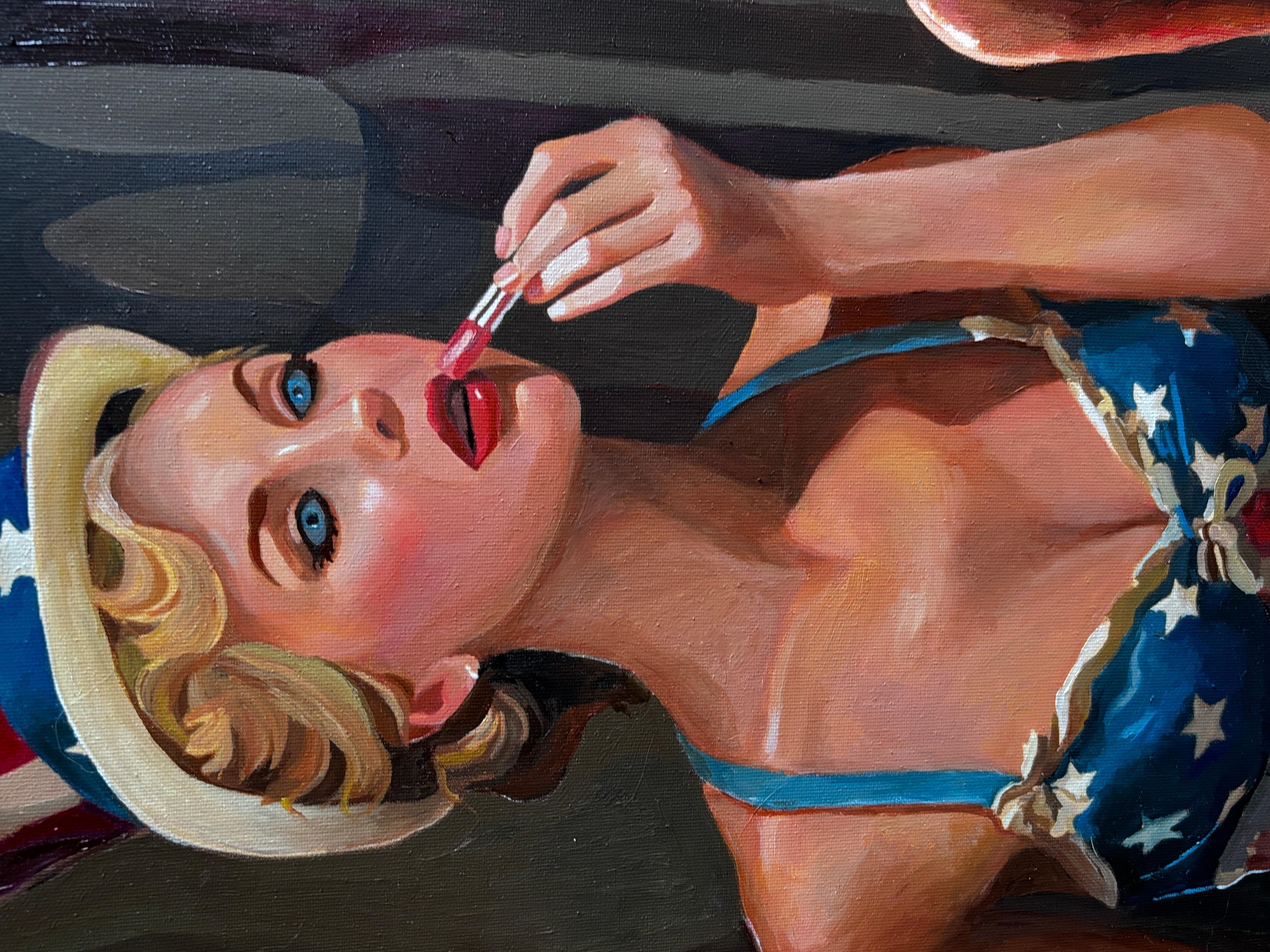 Nuit de l'indépendance, peinture à l'huile - Noir Portrait Painting par Keith Thomson