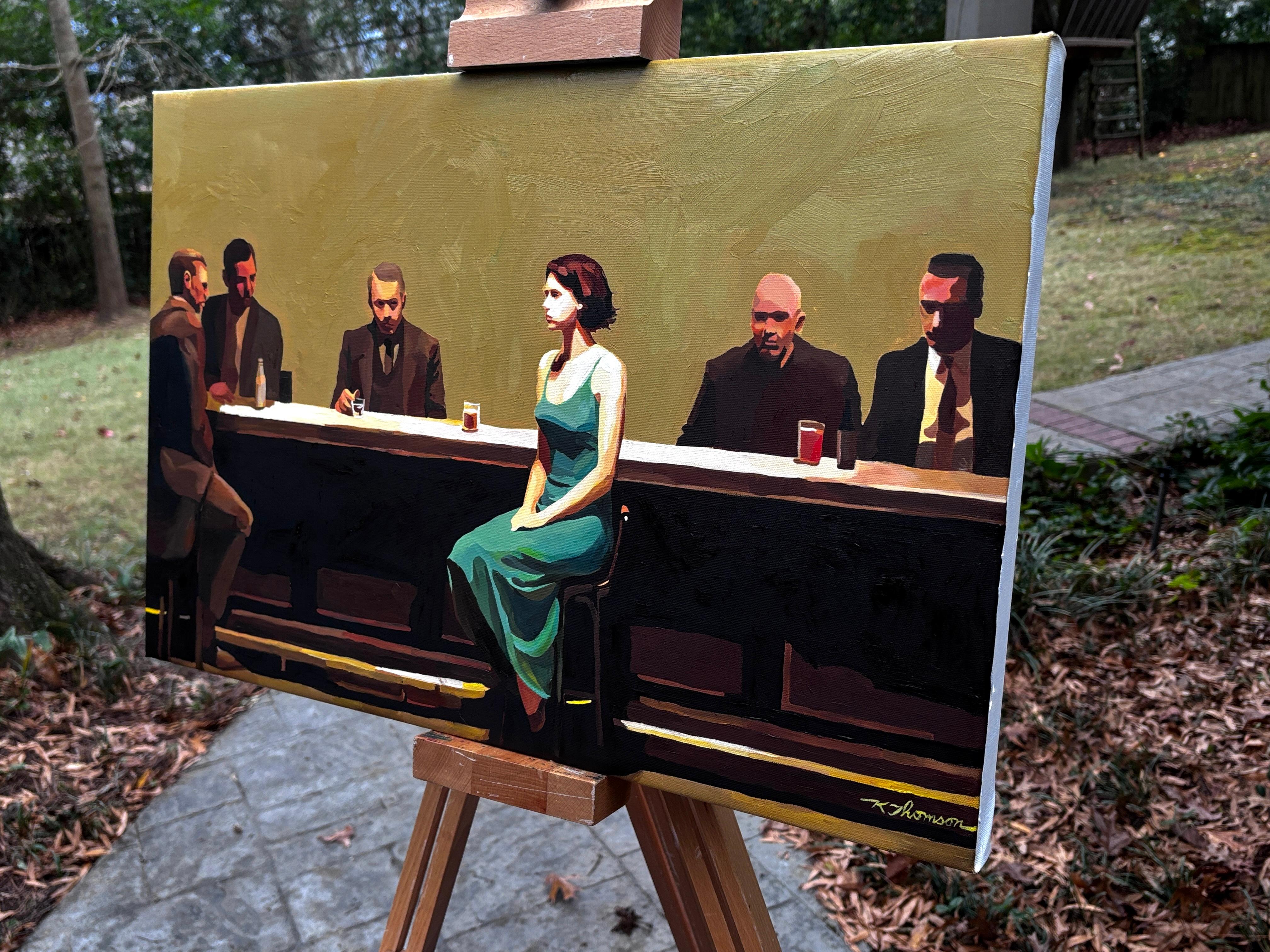 Ladies Drink Free!!!, Oil Painting - Black Portrait Painting by Keith Thomson