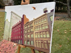 Grande uccello nel Flatiron District, Pittura a olio