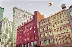 Large Bird in the Flatiron District, Oil Painting
