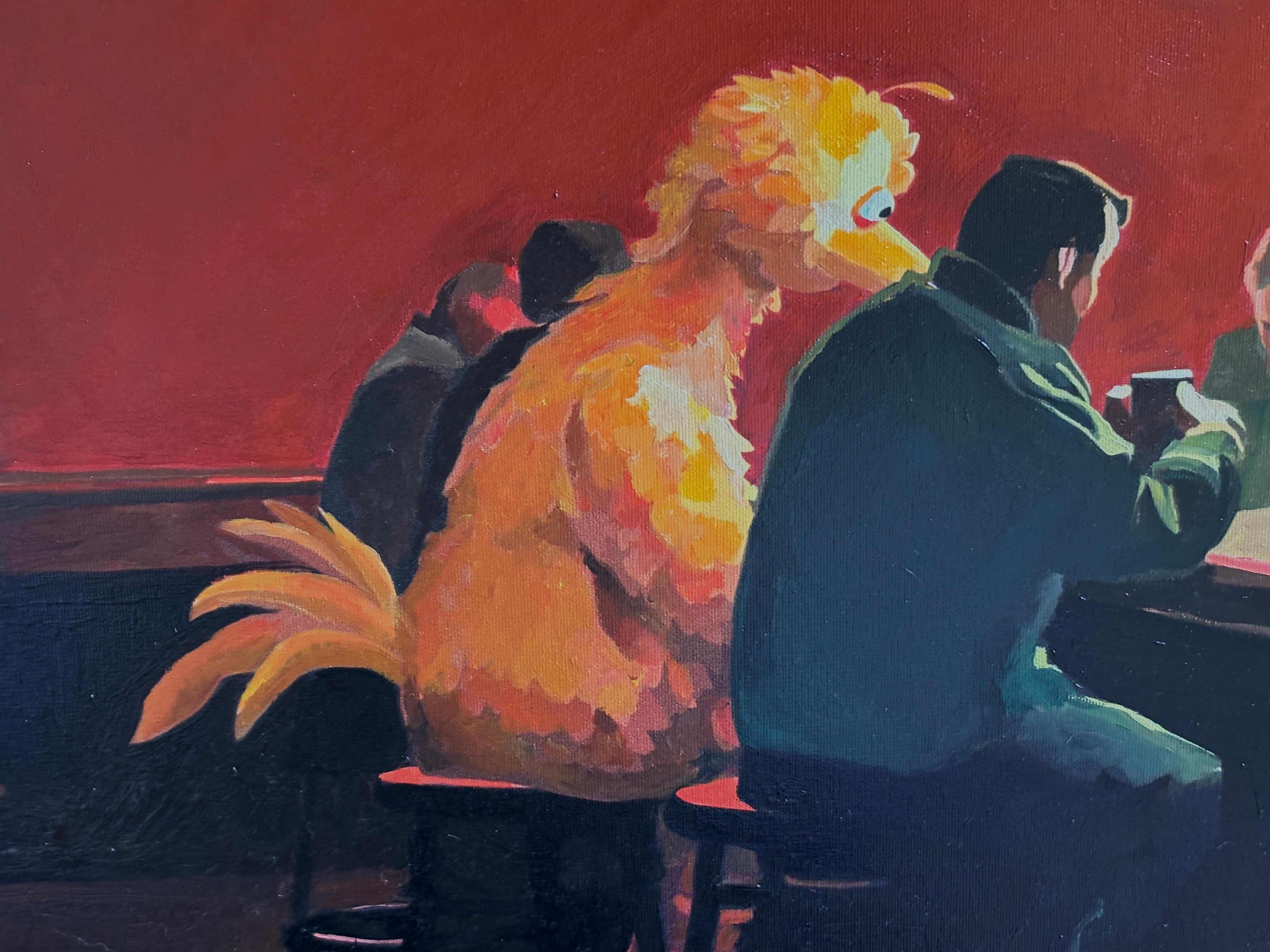 Nuit ensoleillée, peinture à l'huile - Noir Portrait Painting par Keith Thomson