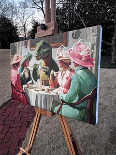 Tea Rex, Oil Painting