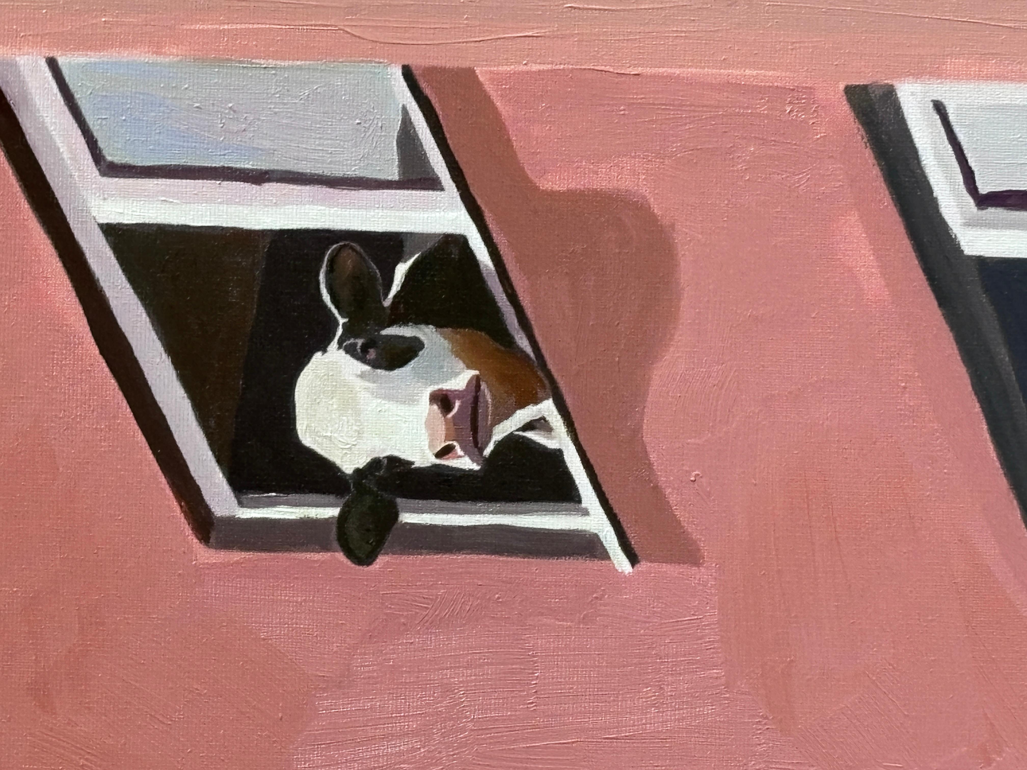 La vache de la 86e rue Est, peinture à l'huile - Rose Interior Painting par Keith Thomson