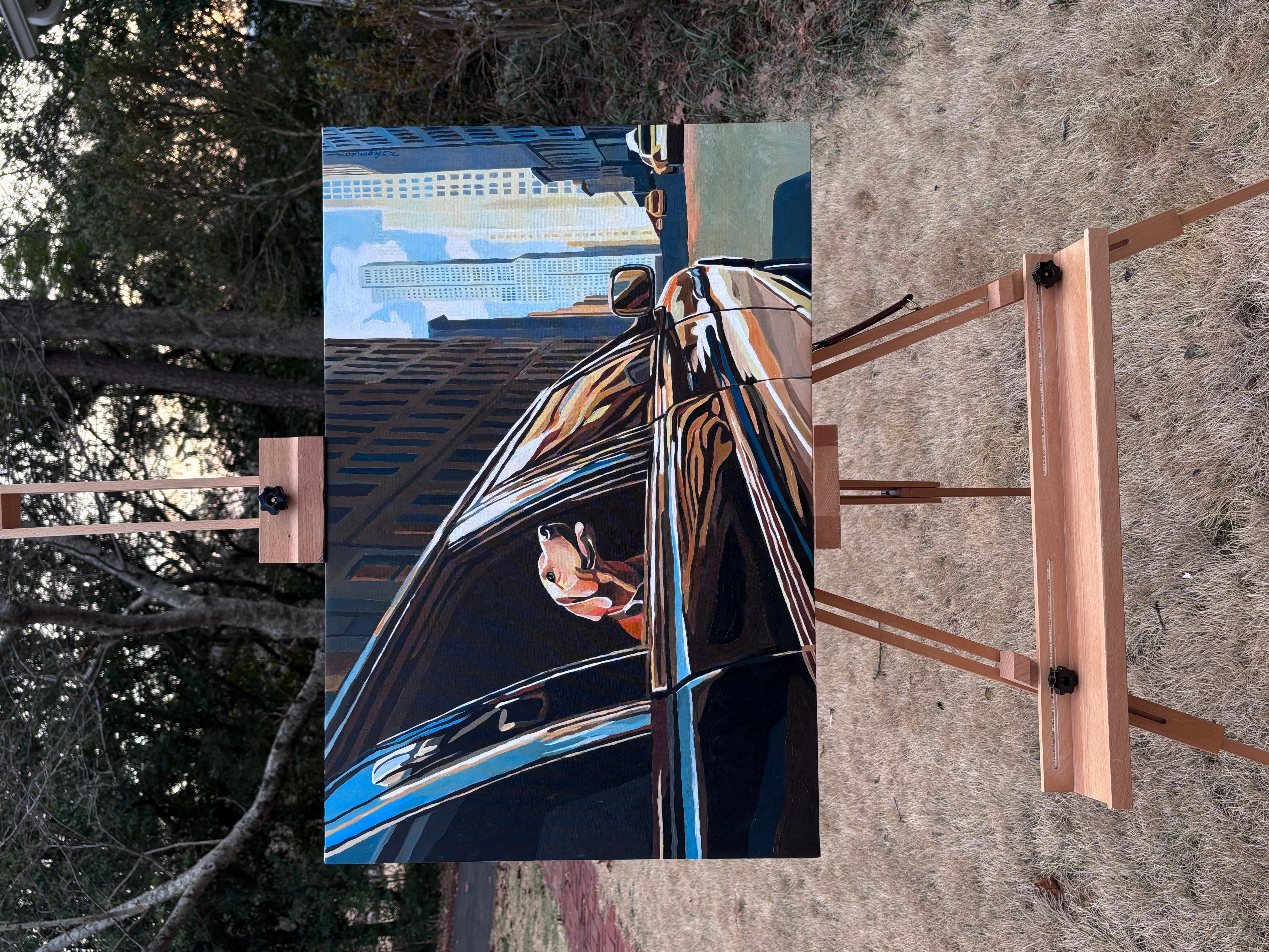 <p>Artist Comments<br />A dog takes in Park Avenue from the back seat of a stretch limo. Looking up, the canine sports an excited expression. Evidently, the Westminster Kennel Club is in town. Artist Keith Thomson used oil paint and ink to create