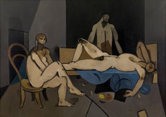 Theseus and the Minotaure (Interior at Minos or Theseus), Oil by Keith Vaughan 
